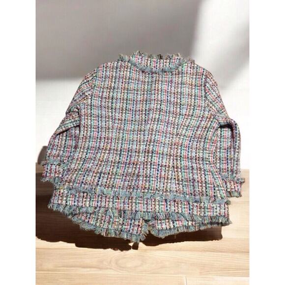 Boston Proper Womens Blazer 16 Multicolor Tweed Metallic Hook Closure Classic - Picture 2 of 11